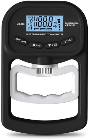 Vegena Dynamomètre de Force Manuelle, 198 Livres/90 Kilogrammes, Dynamomètre de Préhension avec Affichage LED et Câble de Chargement USB, Appareil de Mesure de La Force de La Main
