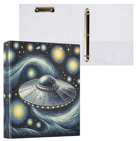Dekorativer niedlicher Ordner mit 3 Ringen, 3,8 cm, hält 200 Blatt, Notizbuch, Ordner für Schulbedarf, Sternennacht, 1 Packung