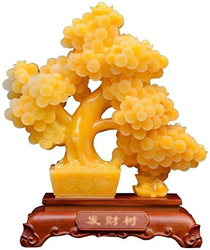 Wohnaccessoires Goldener Bonsai-Geldbaum, Schnitzerei, Kunsthandwerk, Reichtum, Dekoration Im Bonsai-Stil, Glück, Wohlstand, Spirituelles Geschenk, Dekor, Dekorative Energie, Feng Shui, Heimtisch-Ac
