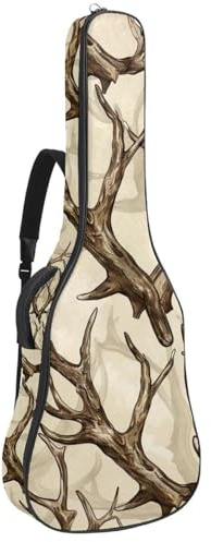 Bassgitarrentasche, 101,6 cm, 101,6 cm, doppelter verstellbarer Schultergurt, Akustikgitarre, Gigbag, Gitarrenkoffer, wasserdichtes Oxford-Gewebe, dicker Schwamm, Vintage-Elchgeweih,