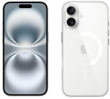 Apple iPhone 16 (128 Go) - Blanc + Coque Transparente avec MagSafe