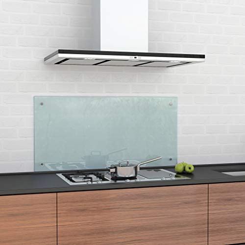 BIJON Spritzschutz Küche Küchenrückwand Glas, Herd Platte Wand, Küchenwand - Glasrückwand Mit 0mm Wandabstand, Milchglas 70 x 110 cm, Inkl. Montageset