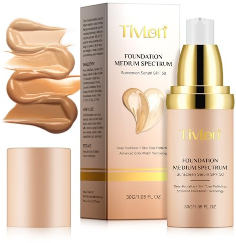 Farbe Wechselnde Warme Hautton Foundation,Foundation Cream, Warme Hautton Feuchtigkeitsspendende Foundation,Schwereloses Glattes Finish,Wasserfest Und Transfersicher Mit Spf50+ Für Alle Hauttypen 30Ml