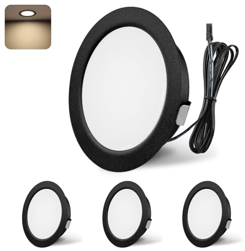 YindaLux Set di 4 Faretti LED Soffitto 12V,4000K Bianco neutro Dimmerabili, 3W Faretti LED da Incasso per cartongesso, Foro 55-58mm Alluminio Faretti da incasso Nero