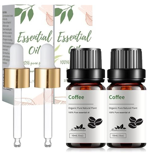 Aceites Esenciales Puro de Café öl, Essential oil para Masajes en la Piel, Kaffeeöl Contra Arrugas Natural para Aromaterapia, Aceite de Café para Fragancias, 10 ml X 2 con 2 Pipeta