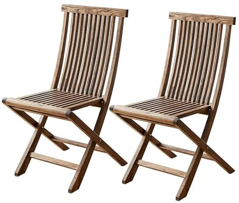 LLZJDDPLY Klappstühle - 2 Teiliges gartenstuhl klappbar-Set, Klappstuhl Balkon, Massivholz for draußen, Drinnen, Holz-Esszimmer, Küche, Terrasse, Bistrostühle(Brown,90cm/35in)