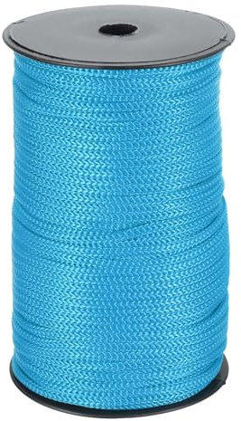 sourcing map 1/4 Inch Polypropylene Rope Braided Ropes, 328ft Nylon Rope Hollow Utility Cord for Clothesline, Camping, Hiking, Outdoor, Lake Blue