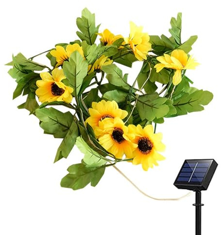ycezw Luces De Cuerda De Guirnaldas De Girasol - Floral Artificial, Luz De Solar | Luz De Girasol Decorativa Con Brillo Suave Y Alambre Flexible Para La Pantalla De Pared Del Dormitorio Del Patio