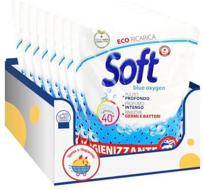 Detersivo in polvere lavatrice profumato Blue Oxygen – 22 misurini – 1,1 kg kit con Spugna Brandizzata SPESA & RISPARMIO Inclusa – Variazioni 4/8/12 Pezzi (8)