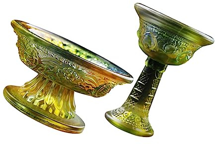LIFKOME 2pezzi Ciotola Per Offerte in Vetro Piedi Alti Ciotola Delicata Per Tempio Buddha Per Offerte in Vetro Per Decorazione Della Casa Per Multiuso
