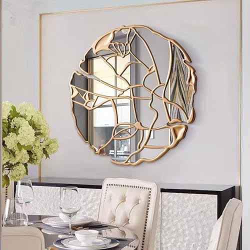 LXJBBD Wandspiegel - Großer dekorativer Metallspiegel für moderne Wandkunst, Wohnzimmer, Büro, Schlafzimmer