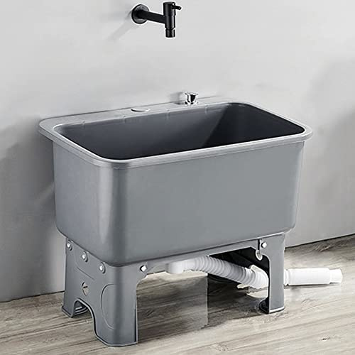 JYBNBBE Fregadero de Piso, estación de Lavado Independiente con Grifo de Agua, Lavabo de Servicio de fregona Comercial para Cocina, Restaurante, Negocio y Garaje.,Grey