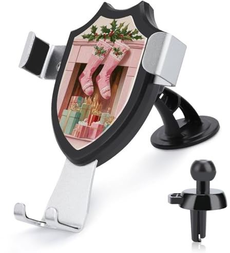 Jubonexis Rosa Calze di Natale Supporto per telefono da auto Supporto per telefono Triangolo Clip Base Air Vent Supporto per telefono cellulare Supporto per auto Accessori automobilistici per