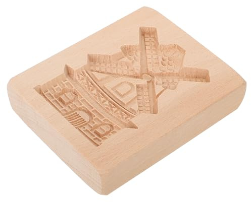 NULYLU Stampo per Biscotti in Legno Resistente al Calore Utensile per Cottura Fai da Te Forma Mulino a Vento per Dolci e Feste