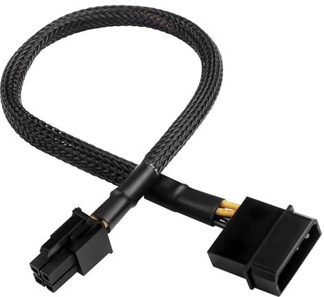 ELFJMZP Cable de fuente de alimentación ATX 4PIN MOLEX a CPU 4PIN P4 de 30 cm, funda trenzada de 18 AWG, compatible con PC DIY/carcasa compacta/adaptación de fuente de alimentación antigua