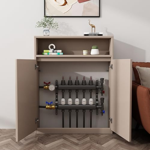 Cache-Radiateur en Bois Massif avec Table de Rangement et Double Porte, Meuble de Rangement Multifonctionnel pour Salon et Entrée(Brown,60x100cm/24x40in)