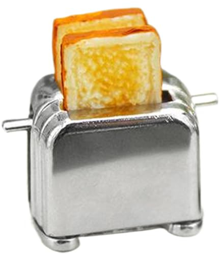Cuisine de Maison de poupée, Mini Grille-Pain avec 2 tranches Pain grillé pour Maison poupée, Accessoires Cuisine à l'échelle 1:12, Meubles Jeu Simulation pour décoration Miniature