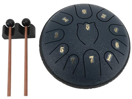 RASTKY 11-Noten-6-Zoll-Stahlzungentrommel in Marineblau mit Trommelstöcken und Fingerpicks – Einfach zu Spielende Handtrommel aus Metall für Stimmungsbildung und Meditationsübungen