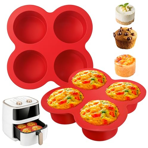 Lukinuo Muffin Backform für Heißluftfritteuse 2 Stück Silikon Eierform für Heißluftfritteuse Silikon Muffinformen Air Fryer Muffinform Muffinförmchen Cupcake Förmchen für Cupcakes, Kuchen, Pudding