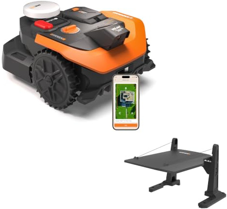 Worx Landroid Vision Cloud WR305E 2WD Mähroboter mit Garage, kabelloser Rasenmähroboter für bis zu 500 m², (KI-Hinderniserkennung, VSLAM + RTK-Cloud-Navigation, Auto-Kartierung, App-Steuerung)