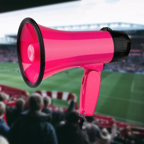 BINGNU Sprachverstärker, Tragbares Bullhorn-Megaphon, Sprachaufzeichnung, Leichter Alarm for Fußball, Baseball(Rose Red)
