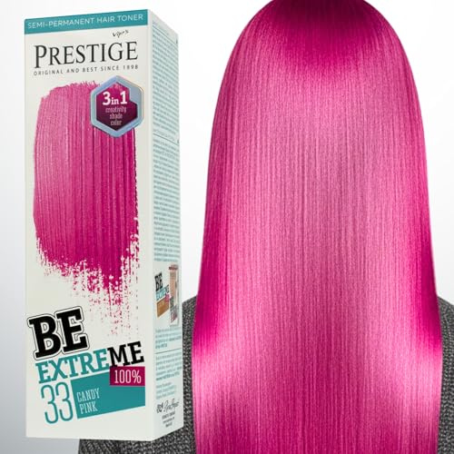 Vip's Prestige Be Extreme |Tóner Semipermanente para el cabello Color 33 Rosa Caramelo | Pigmento Puro | Da Color a Cabellos Decolorados o Canosos | Sin Amoniaco, Sin Parabenos y PPD