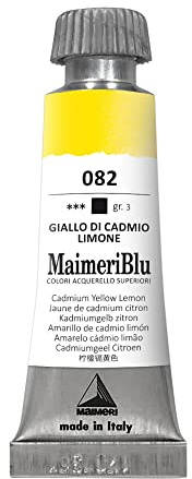 MaimeriBlu 12ml Single-Pigment Watercolor Paint - Cadmium Yellow Lemon PY35 Professional Watercolor Paint - Lightfast and Transparent Watercolor Paint Tube for Artists