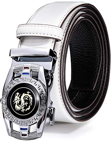 Ceinture pour homme en cuir de vachette, avec boucle à sangle réglable automatiquement, avec impression 3D sur le thème des animaux, pour jeans et pantalons de cow-boy, design sans trous, avec boîte