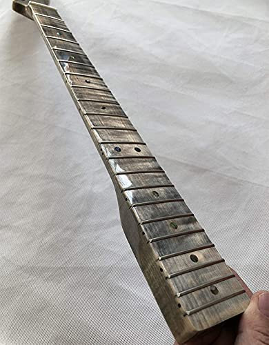 NC Tiger Flame Ahorn Gitarrenhals, 21 Bünde, 64,8 cm, Perlmutt-Inlay
