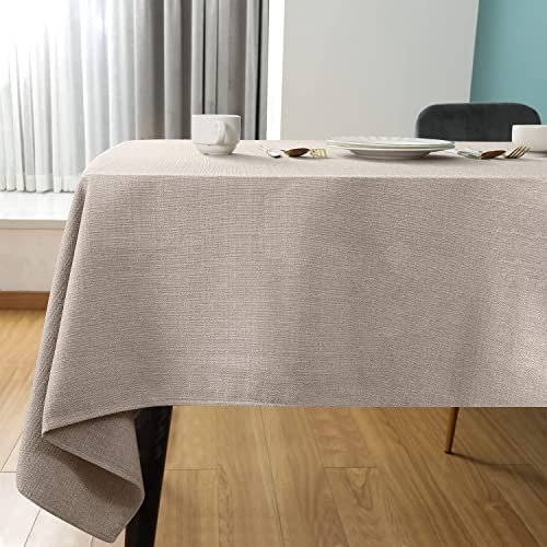 SEASHORE TREE Rectangle Table Cloth – Wipe Clean Tablecloth, Thick Faux Linen Waterproof Table Cover for Dining Room, Kitchen, Home, or Restaurant, Beige 118.1 x 57.1