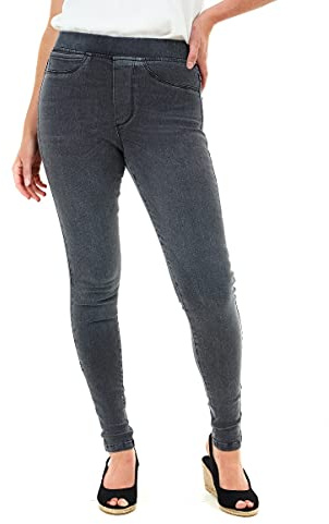 M17 Denimjeans, Jeggings för dam, Skinny Fit, klassiska vardagsbyxor med fickor, Grå, 38