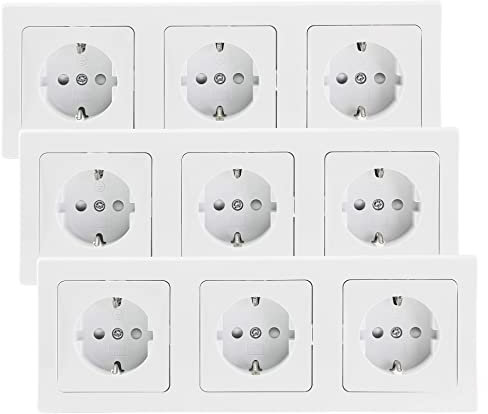 ChiliTec 3-Fach Steckdose Unterputz Delphi 3 Steckdosen mit 3er Abdeck Rahmen Klemm Anschluss 3 Sets Weiß