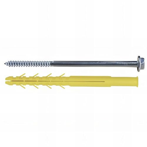 10 Chevilles longues ING Fixations - Diamètre de 10 x 200 mm + Tirefond D. 7 x 200 mm - Tête hexa. 13 mm Torx T40 - Zingué