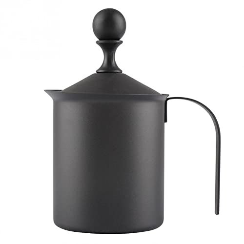 KIZQYN Salsera de Porcelana Black Steel de Acero Inoxidable Leche de Malla Jugs Fabricante de Espuma Frother Crema de Leche Herramienta de café Salsera