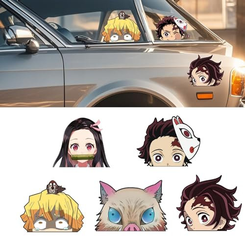 KHDULQ 5 Stücke Aufkleber Auto Lustig, Tuning Personalisiert Frontscheibenaufkleber, Anime Car Sticker, Lustiger Autoaufkleber für Frauen Männer
