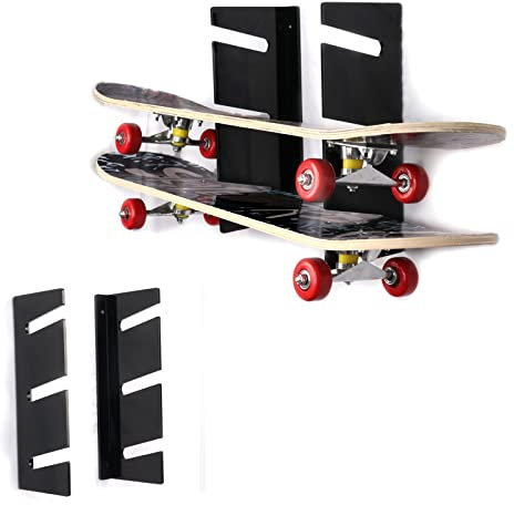 HHUXIUE Skateboard-Regal Wand montiert Skateboard-Regal Skateboard-Halterung, Lager Skateboard-Rahmen, horizontal platzsparendes Design (3 Layers Black)