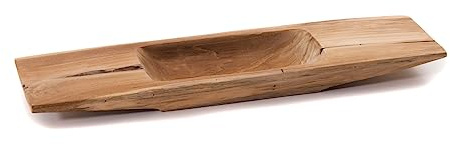 CREEDWOOD TEAK HOLZ SCHALE Barco 50 | Teakholz, 50 cm | Naturholzschale, Teakschale, Wurzelholzschale, Holz Tablett, längliche Holzschale, Teakholzschale