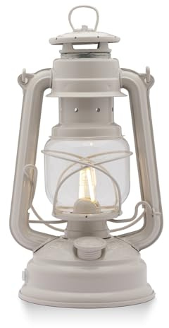 Feuerhand Baby Special 276 LED Laterne Beige - Dimmbare Tischleuchte | Made in Germany Sturmlaterne mit 150 Lumen, warmweißes Licht, flexibler Batterie- oder Akkubetrieb bis 18 Tage