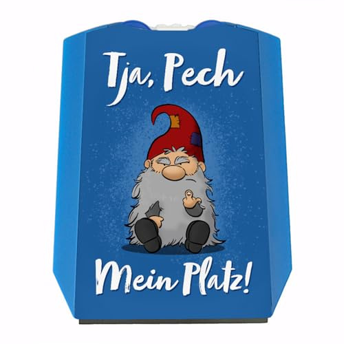 speecheese Grimmiger Wichtel Parkscheibe mit Spruch Tja Pech Mein Platz eine lustige Parkscheibe zu Weihnachten für das Auto Motiv Mittelfinger Eiskratzer Männer Weihnachtsmuffel Autozubehör
