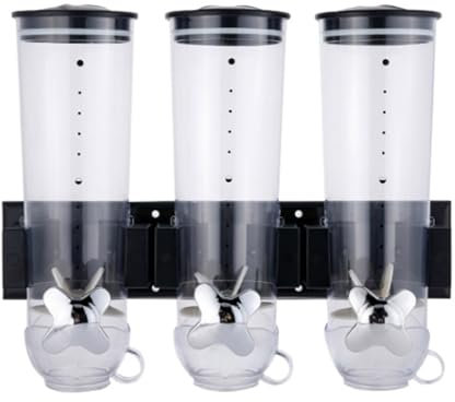 Wandhalterung Trockenfutter-Spender mit Bechern Küche Müsli-Spender Klein Luftdicht Körner-Spender für Süßigkeiten, Nüsse, Körner, Reis und Snacks Spendet 1 Unze pro Drehung (Color : Schwarz, Size :