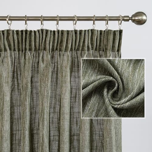 MYSKY HOME Cortinas de salón con Cinta fruncidora, Cortas, Modernas, con Trabillas, Aspecto de Lino, para habitación Infantil, Semitransparente, Estilo Natural, Juego de