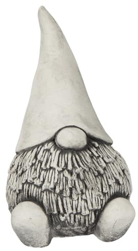 ANTYKI24 Nain de jardin moderne « Le gardien silencieux » – Figurine en pierre élégante avec barbe, décoration de jardin minimaliste, design robuste, gris