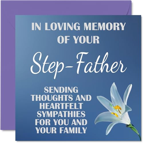 Stuff4 Trauerkarten, In Loving Memory Of Your Step Vater-Karte | Sorry Trauer Trauerkarten für Erwachsene, 145 mm Beileidskarte, Gedenkkarte mit Blumen, Trauergruß