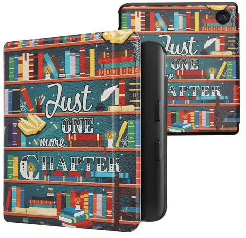 kwmobile Klapphülle kompatibel mit Kobo Kobo Libra Colour/Tolino Vision Color Hülle - eReader Case - Bibliothek Motto Mehrfarbig
