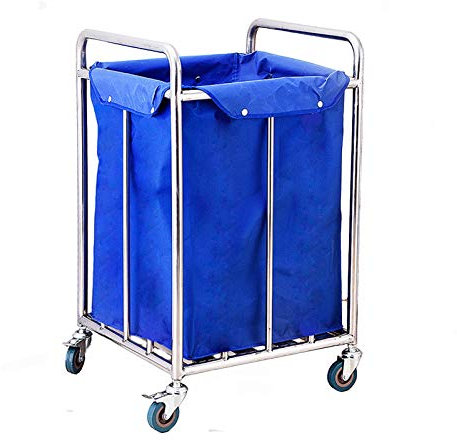 TETEOLALA Trolleys, Kosmetikwagen, quadratischer Wäschesortierwagen mit Griff, kommerzieller rollender Wäschesortierwagen, Blauer, robuster Leinenkorb für Hotels