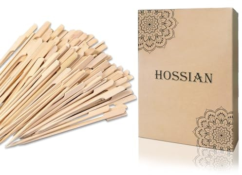HOSSIAN 3.54 inch Bamboo Paddle Picks Skewers Toothpicks-Skewers-Sticks Grilling -Carmel Apple Bar-Chocolate Fountain for Appetiser,BBQ,Crafting and Party (9CM 200PCS)