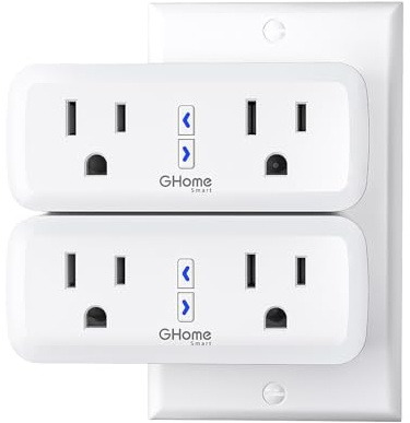 Dual Smart Plug 15A, GHome Smart Plugs Work with Alexa and Google Home, 2-in-1 Compact Smart Outlet Timer with APP Remote Control, 2.4GHz Wi-Fi Only, No Hub Required, FCC Listed, 2 Pack