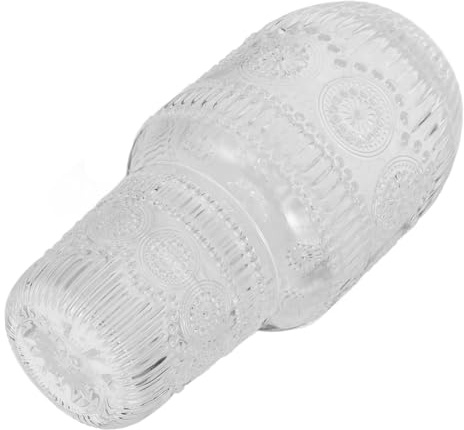 PartyKindom Embossed Glass Water Bottle Set Design for Juice Cold Drinks and Bedside Use Fridge-Friendly Glass Carafe and Cup