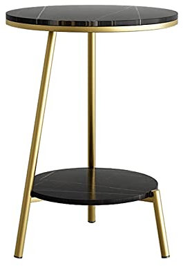 CCYENG Beistelltisch Kaffee-/Teetisch Beistelltisch, runder Nachttisch, multifunktionaler 2-stöckiger Kleiner Tisch, kreativer Marmor-Couchtisch, Eisen-Sofatisch, Metall-Nachttisch, Sofa-