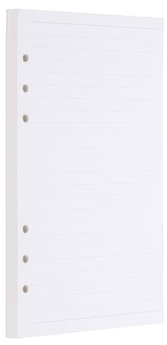 PATIKIL Inserti Ricarica a Righe A5 per Raccoglitori a 6-Anelli Fogli Mobili per Planner, 80 Fogli/160 Pagine, Lineati, Bianchi